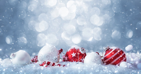 Naklejka na ściany i meble Winter decorations with sparkling snow