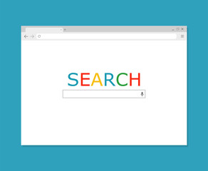 Browser window. Search. Browser in flat style. Vector illustration - obrazy, fototapety, plakaty