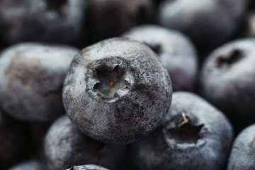 Heap of ripe fresh blueberries, macro shot