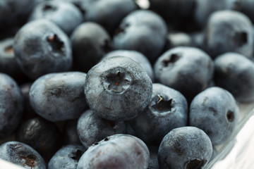 Fresh ripe blueberries, macro shot, selective focus
