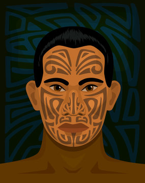 Maori Man With Tattoed Face