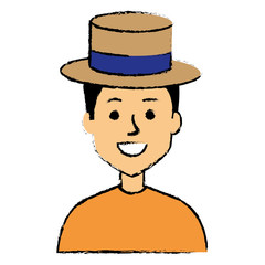 young man with hat avatar character vector illustration design