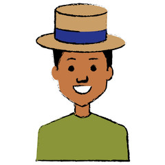 young man with hat avatar character vector illustration design