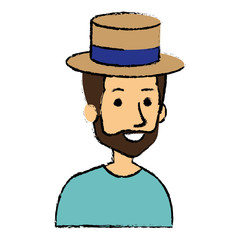 young man with hat avatar character vector illustration design