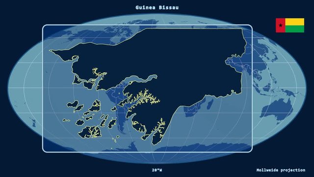 Guinea Bissau - 3D tube zoom (Mollweide projection). Solids