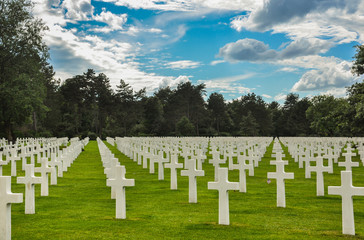Fototapeta na wymiar Segunda Guerra Mundial, Cementerio norteamericano de Normandía, Francia