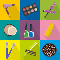 icon set of cosmetics and makeup