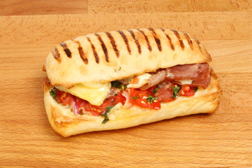 Panini on a wooden board