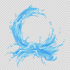 Water frame. Transparent splash of water flow in a circle. Vector illustration.