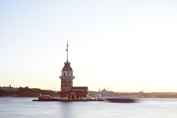 Fototapeta premium Longexposure shot on Maiden's Tower at Istanbul Bosphorus