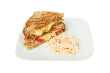 Toasted sandwich and coleslaw