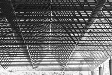 Steel triangular structure of the roof of a turkish bazaar