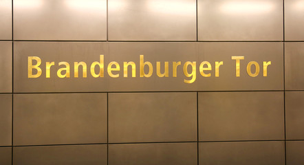 inscription Brandenburger Tor in the wall in Berlin that means B © ChiccoDodiFC