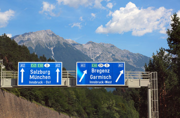 Directions on the motorway to go to Salzburg