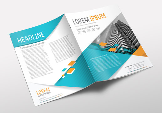 Brochure Cover Layout with Teal and Orange Accents 4