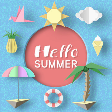 Hello Summer Art Background.