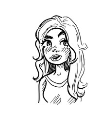 lijntekening portret dame met sproeten