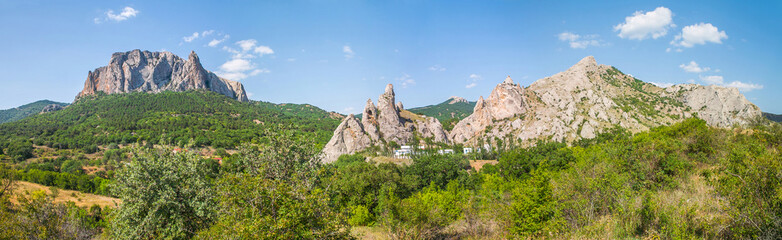 Rocky mountain panoramic landscape in Crimea, Russia
