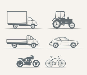 cars, motorcycles, bike in vintage style