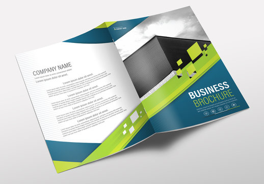 Brochure Cover Layout with Blue and Green Accents 3