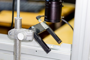 Robotic machine vision system in factory. industry 4.0. Automated inspection