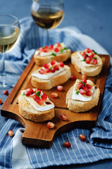 Pomegranate Brie balsamic crostini