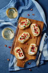 Pomegranate Brie balsamic crostini