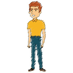 young man avatar character vector illustration design