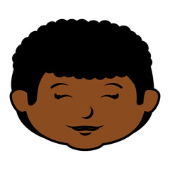 black little boy head character vector illustration design