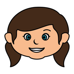 cute little girl head character vector illustration design