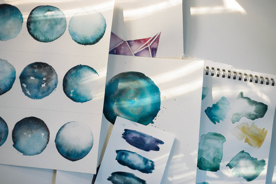 Watercolor Circles, Swatches, and Sunlight
