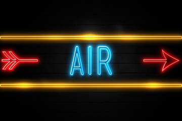 Air  - fluorescent Neon Sign on brickwall Front view