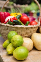 Various fresh vegetables arranged on table