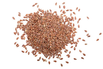 flax seeds isolated on white background. Top view