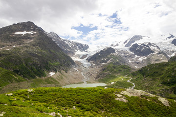 Susten road and glacier in Switzerland