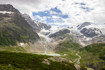 Fototapeta na wymiar Susten road and glacier in Switzerland