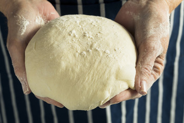 Handmade Organic Bread Dough in a Womans Hands