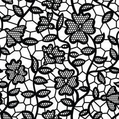 Lace seamless pattern with flowers