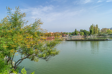 Obraz premium landscape, lake with boats