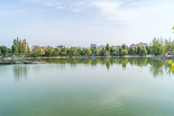 Obraz premium landscape, lake with boats