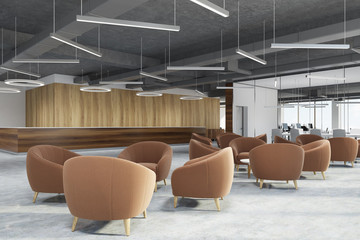 Beige armchairs waiting area, reception, side