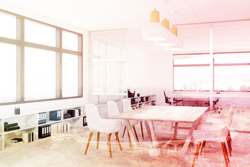 White meeting room interior corner, double