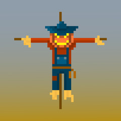 Pixel scarecrow character for games and applications