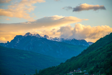 Obraz premium Prokletije mountain top at sunset. Montenegro.