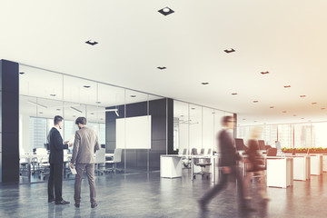 Obraz premium Gray conference room, a poster, office toned