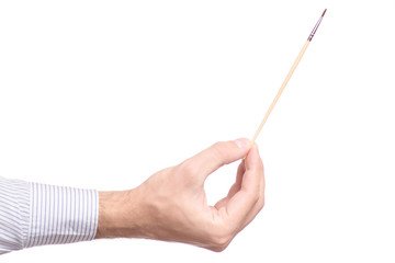 Male hands brush for paints drawing