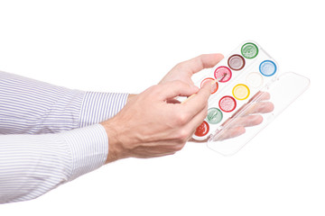 Male hand brush and paint drawing