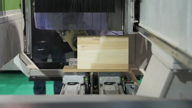 Block of wood in cnc woodworking machine