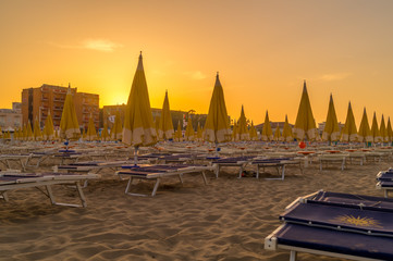 beach and sea at sunset, summer vacation at the sea