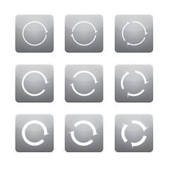 Set of white vector arrows in grey buttons.